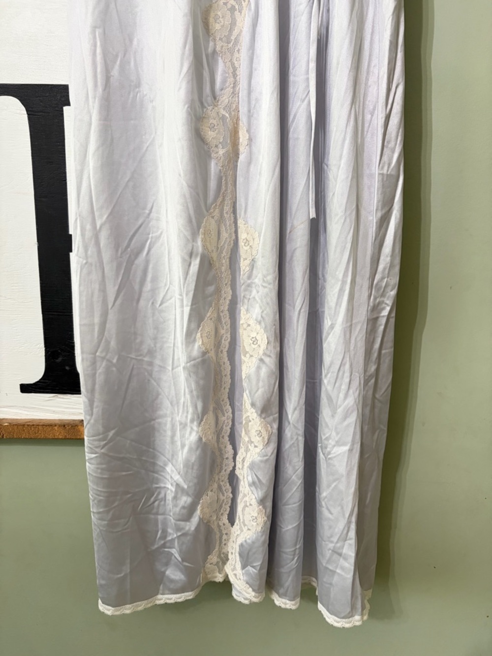 Miss Elaine Light Blue Slip with Cream Lace Trim - Picture 5 of 10